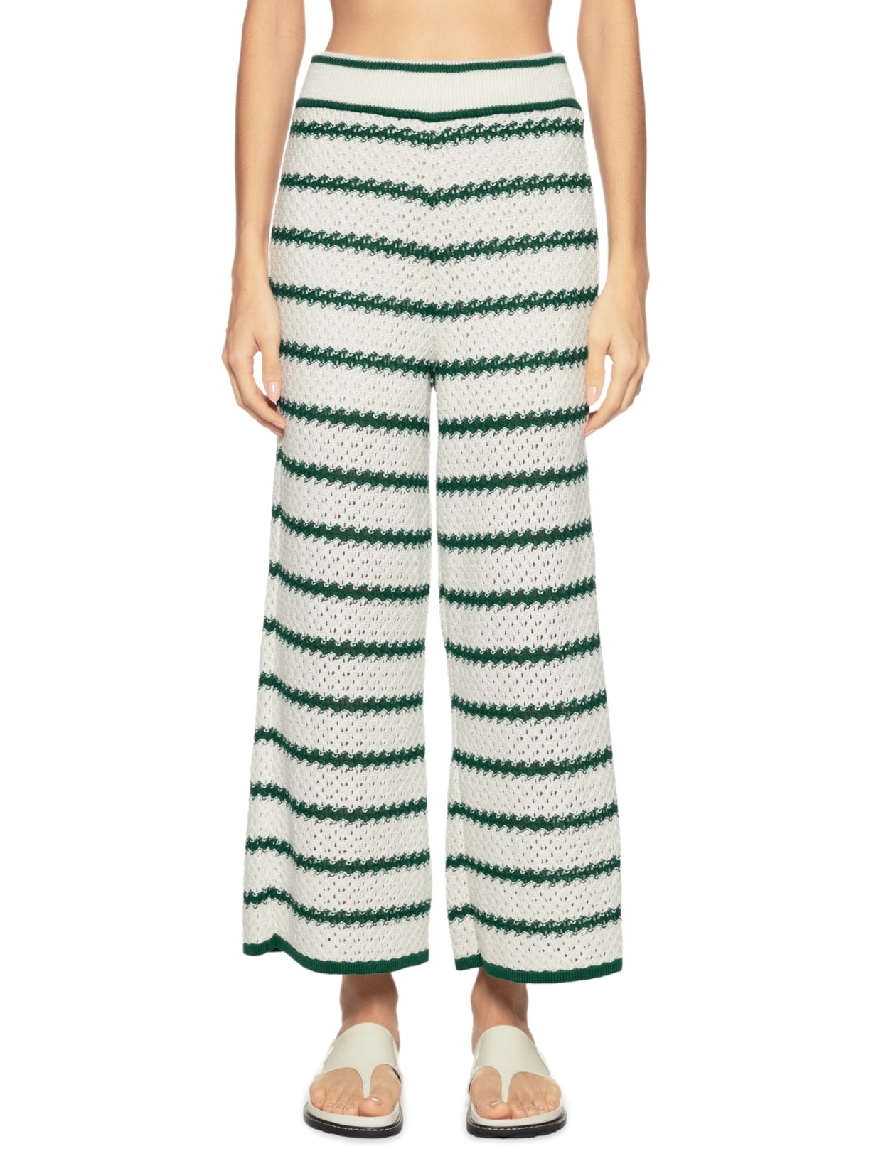 Calça Feminina Tricot Listras Verde Dress To