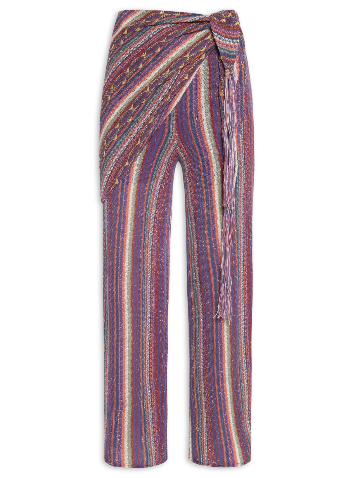 Calça Feminina Tricot Mix Ponto Com Lenço - Roxo