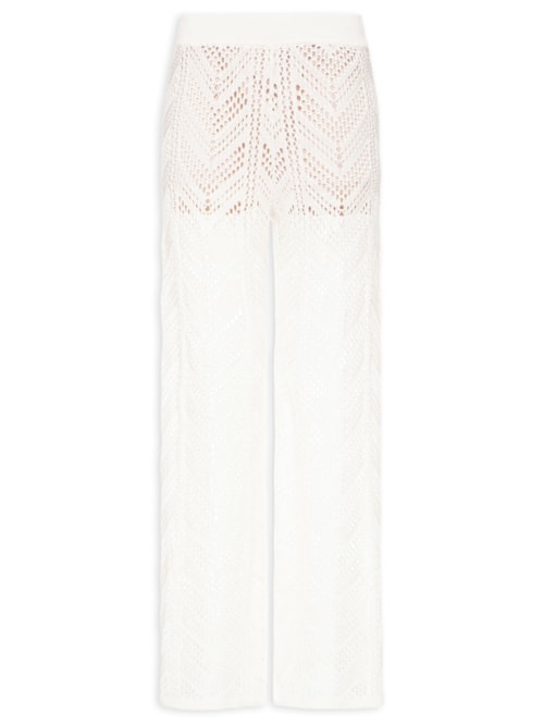 Calça Feminina Tricot Ponto Crochet - Branco