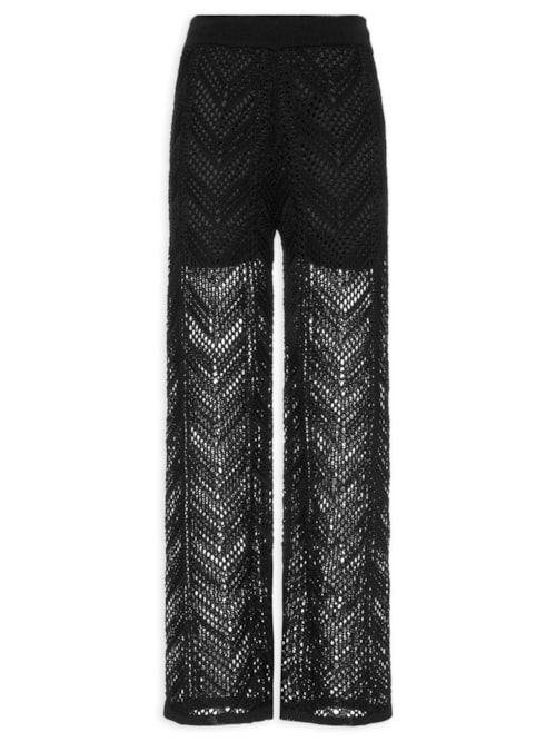 Calça Feminina Tricot Ponto Crochet - Preto
