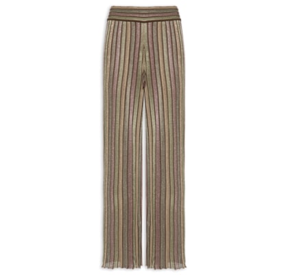 Calça Feminina Tricot Reta Multicolor - Cinza