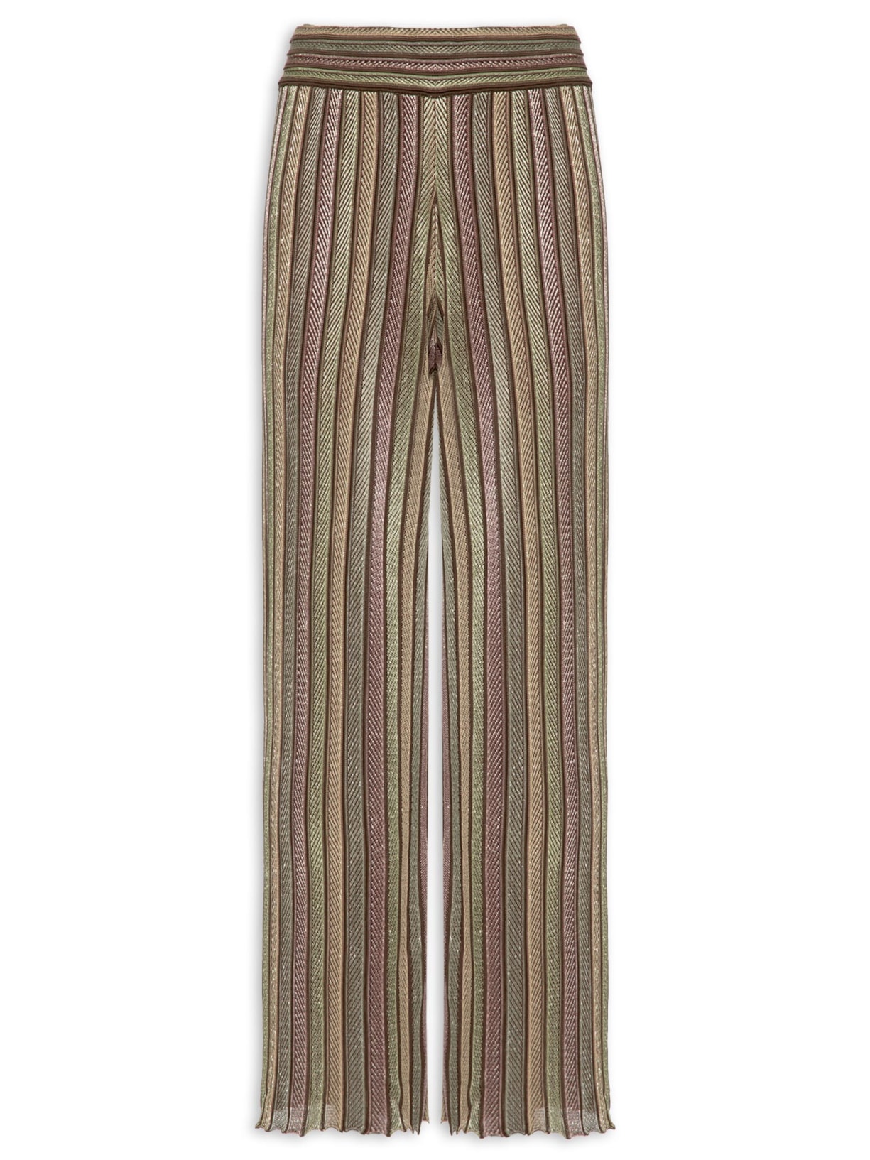 Calça Feminina Tricot Reta Multicolor - Cinza