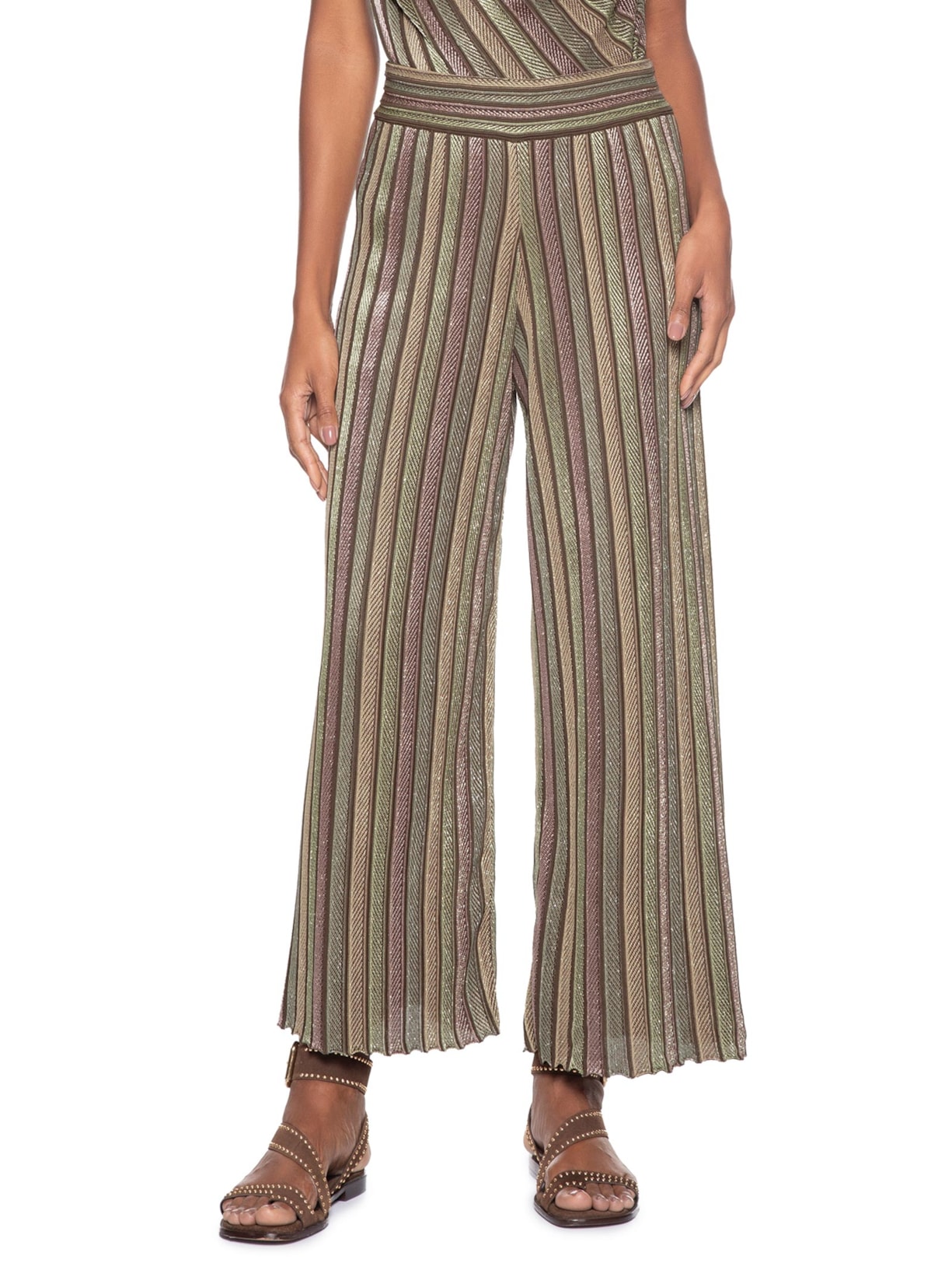 Calça Feminina Tricot Reta Multicolor Cinza Maria Filó