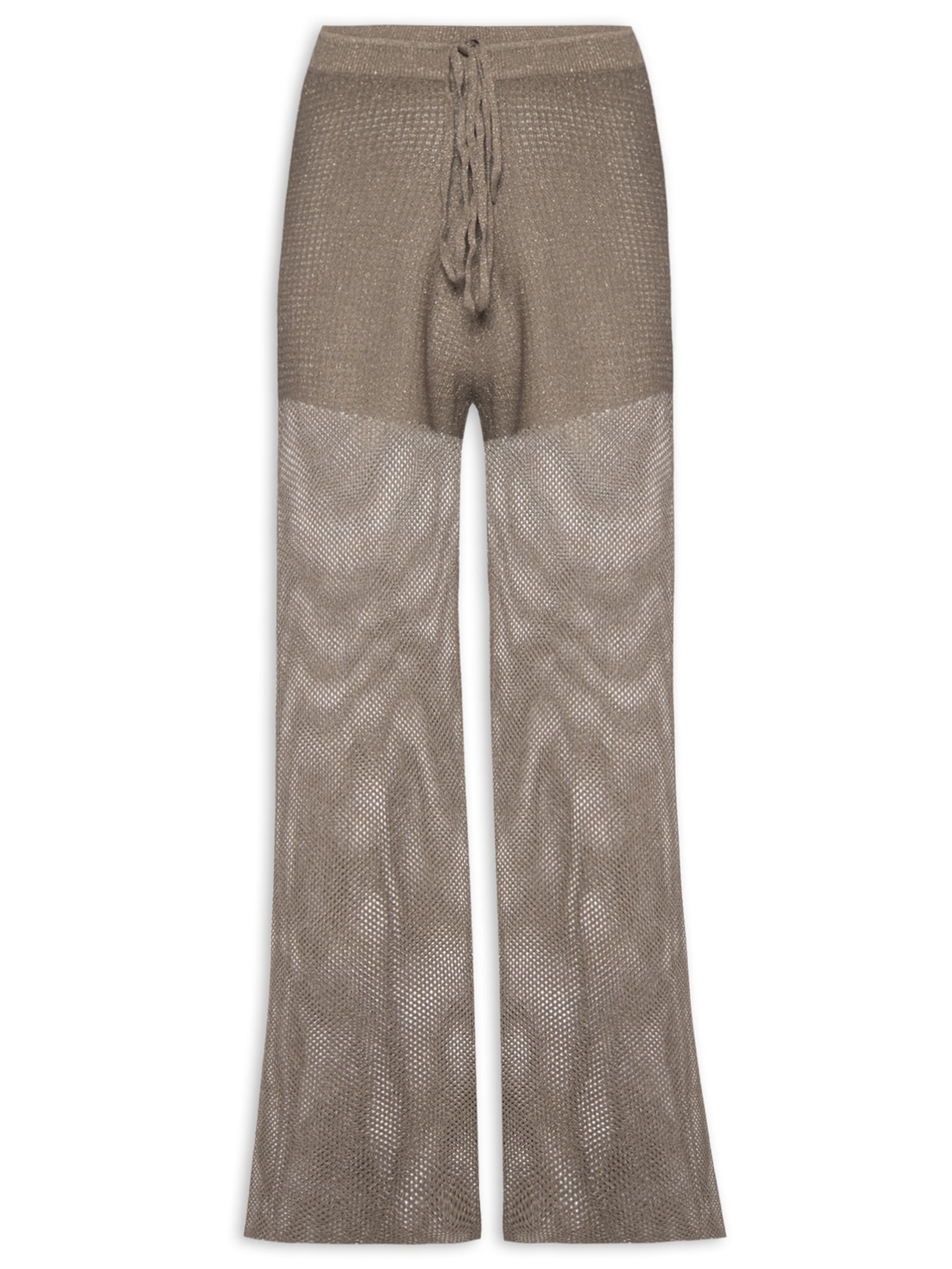 Calça Feminina Tricot Tela Lurex - Marrom