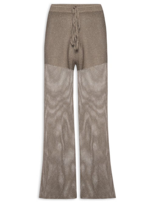 Calça Feminina Tricot Tela Lurex - Marrom