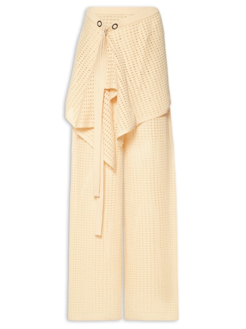 Calça Feminina Tricot Tela Monocromática - Amarelo