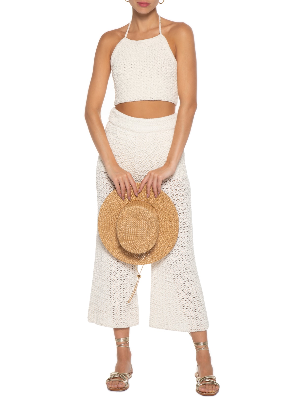 Calça Feminina Tricot Trancoso V23 Off White Mixed