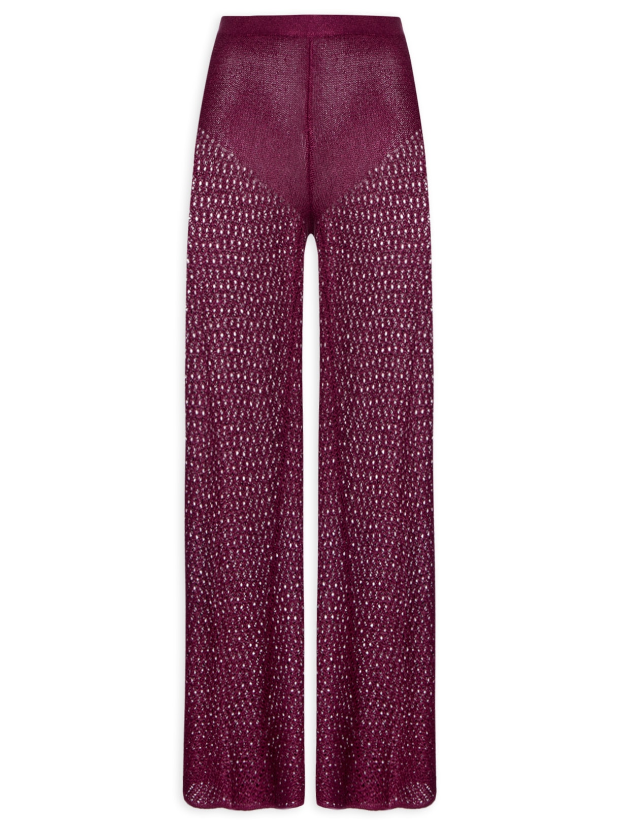Calça Feminina Tricot Vazado - Vinho