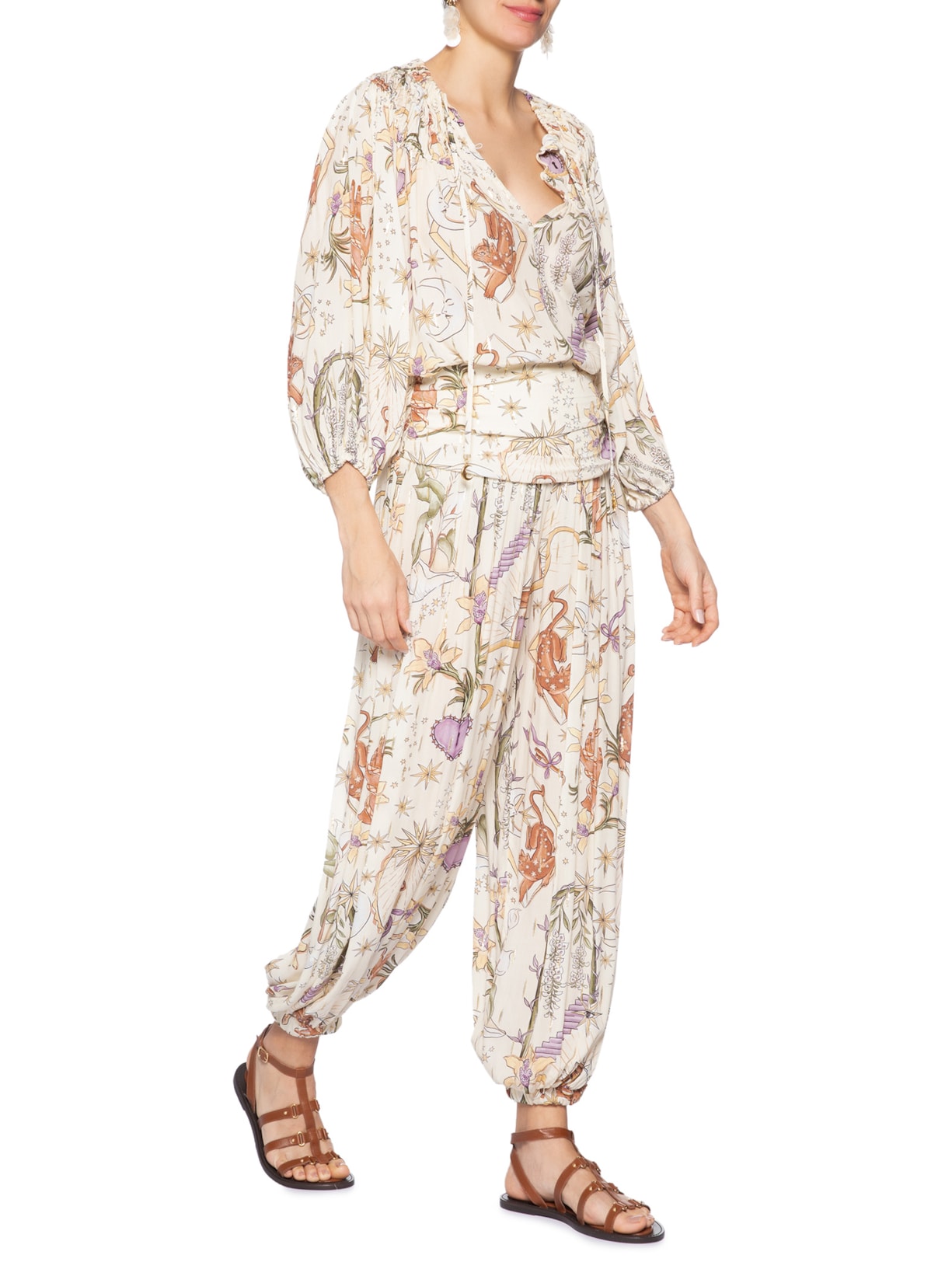 Calça feminina Tropical Místico – Bege Farm