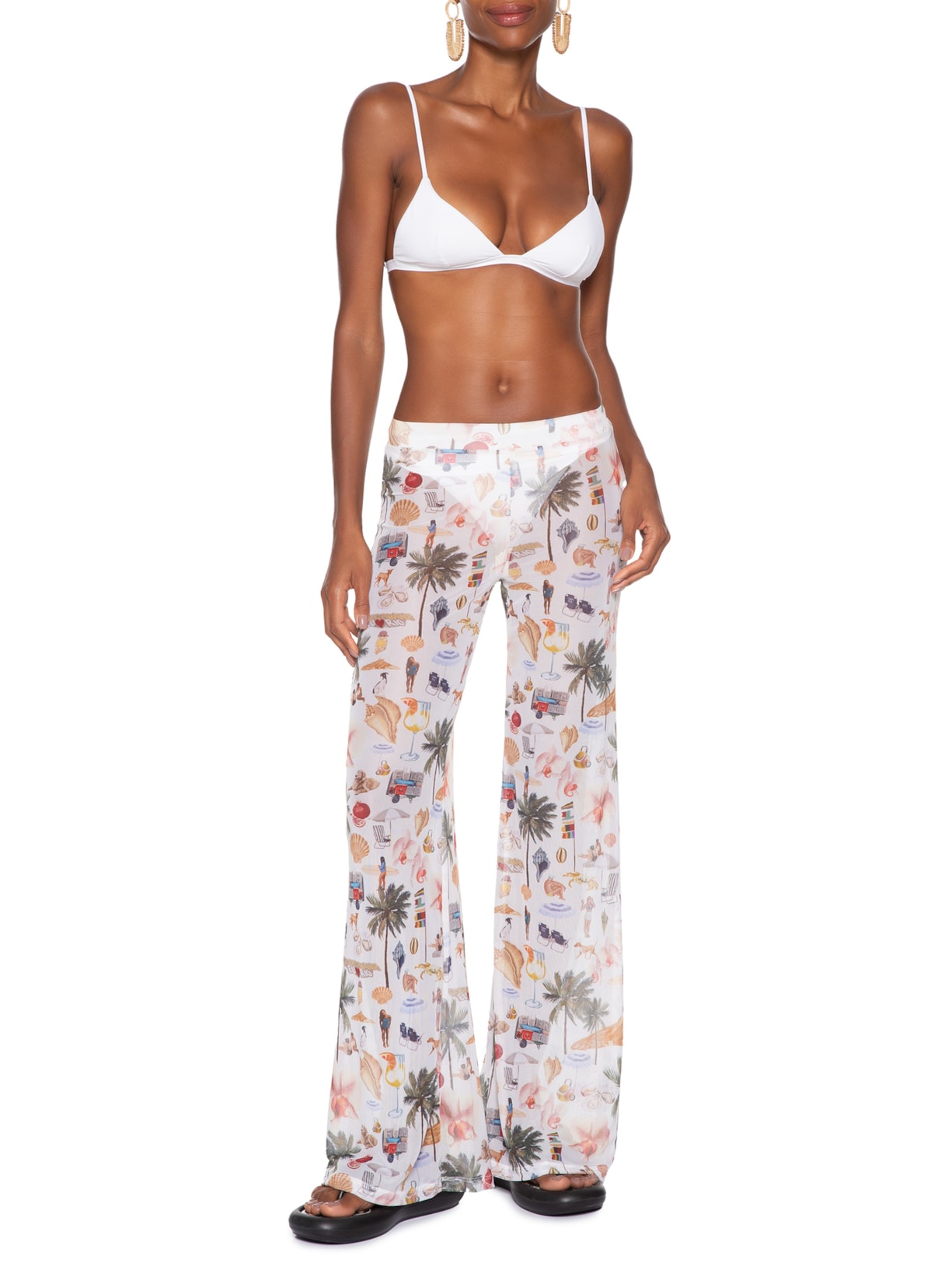 Calça Feminina Tule Colagem Carioca Branco Farm Praia