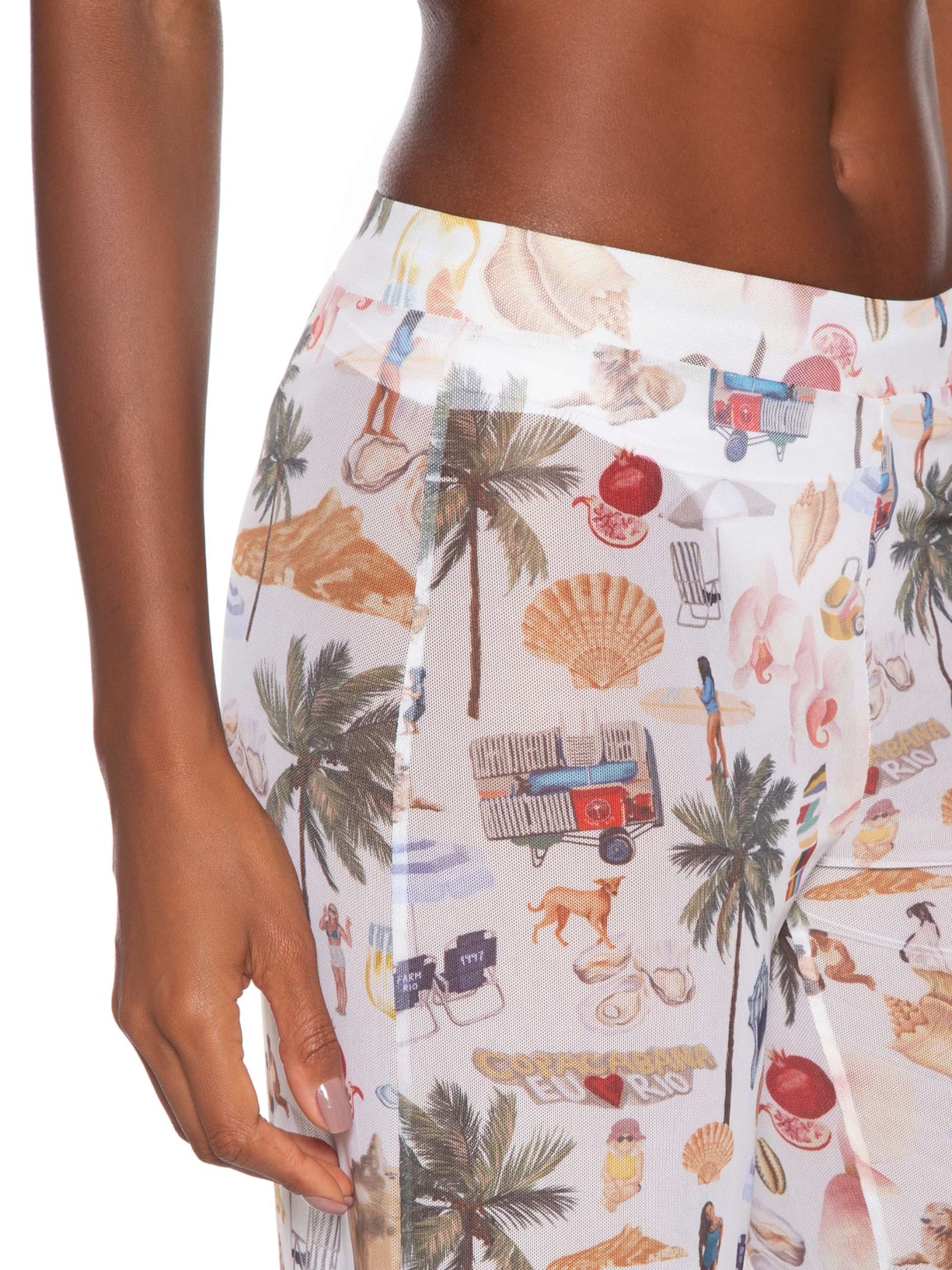 Calça Feminina Tule Colagem Carioca Branco Farm Praia