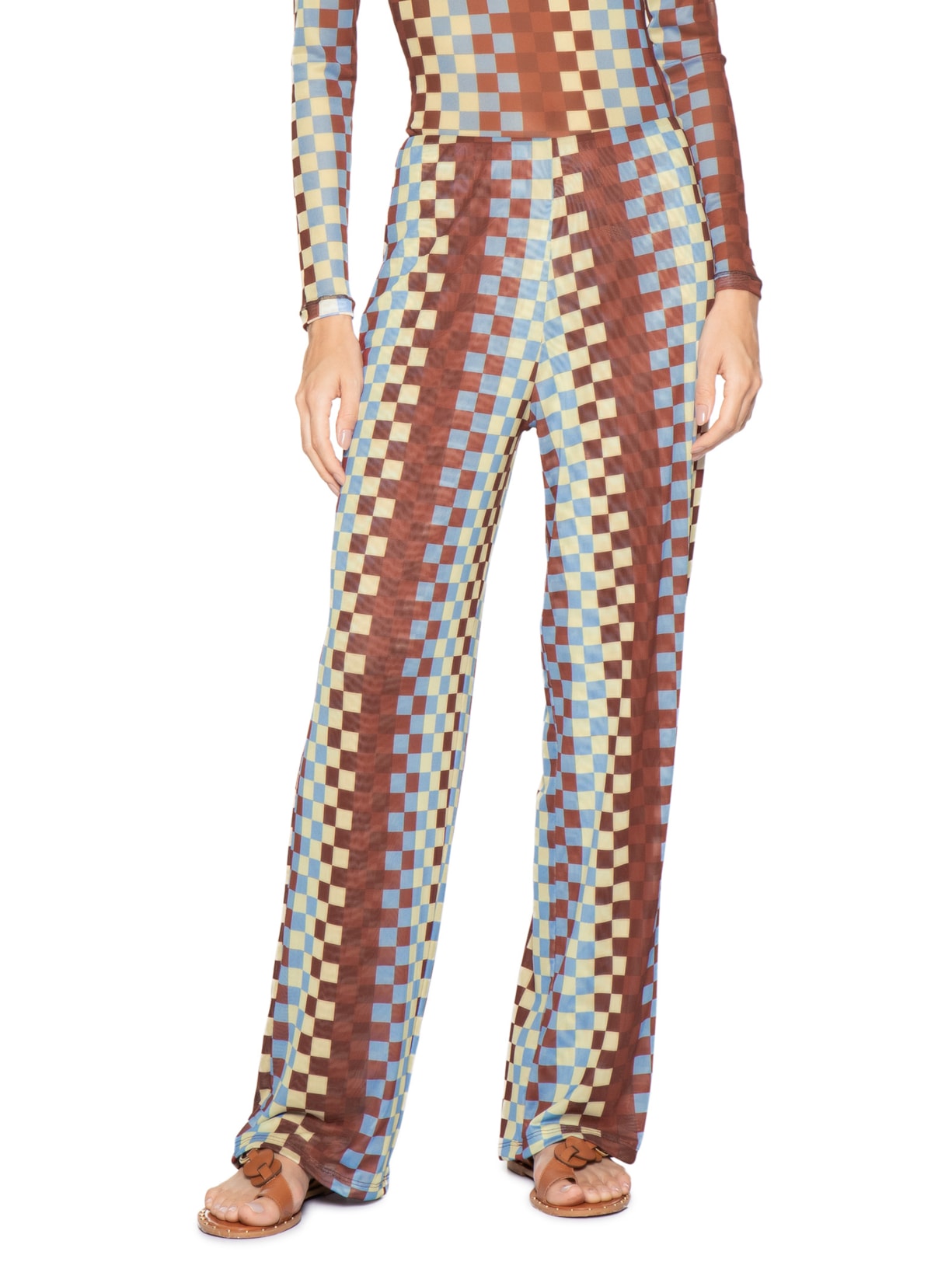 Calça Feminina Tule Estampa Harmonia Marrom Dress To