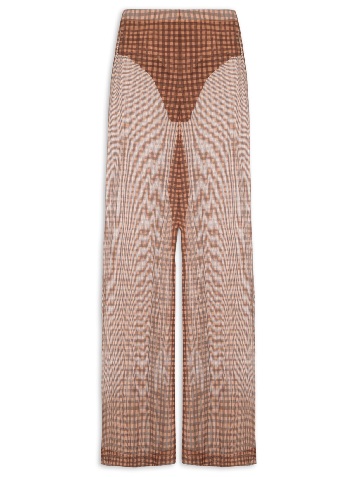 Calça Feminina Tule Estampa Vichy - Marrom