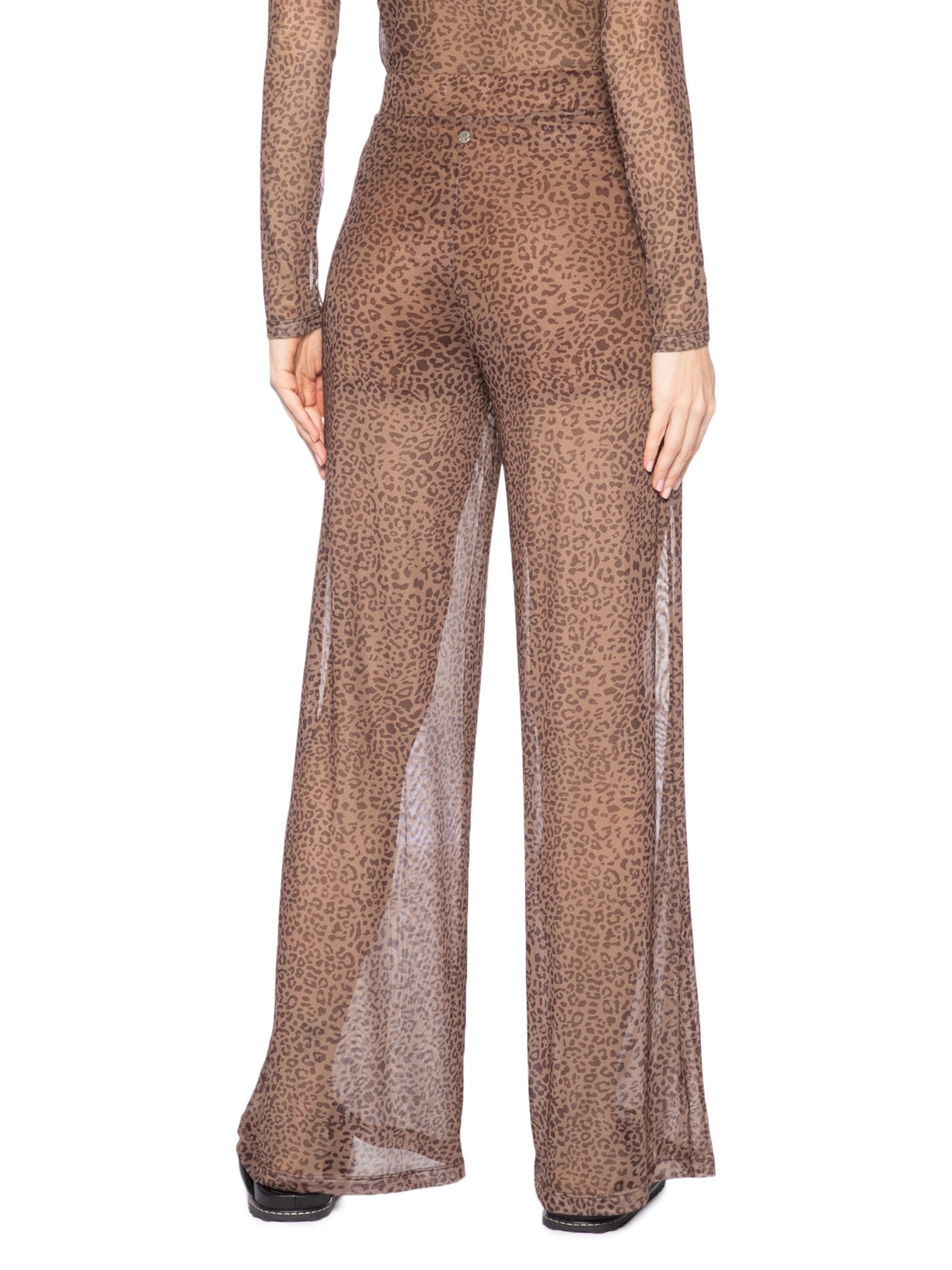 Calça Feminina Tule Flaire Estampa Onça Grão Color Marrom Animale Jeans