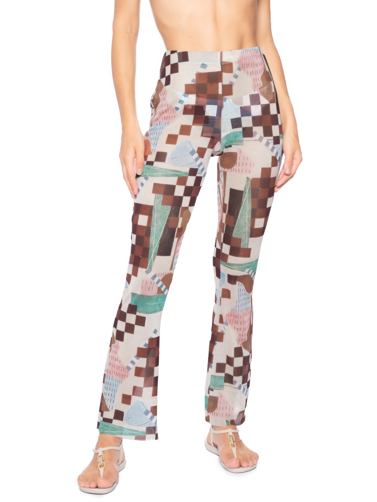 Calça Feminina Tule Marrom Lenny Niemeyer