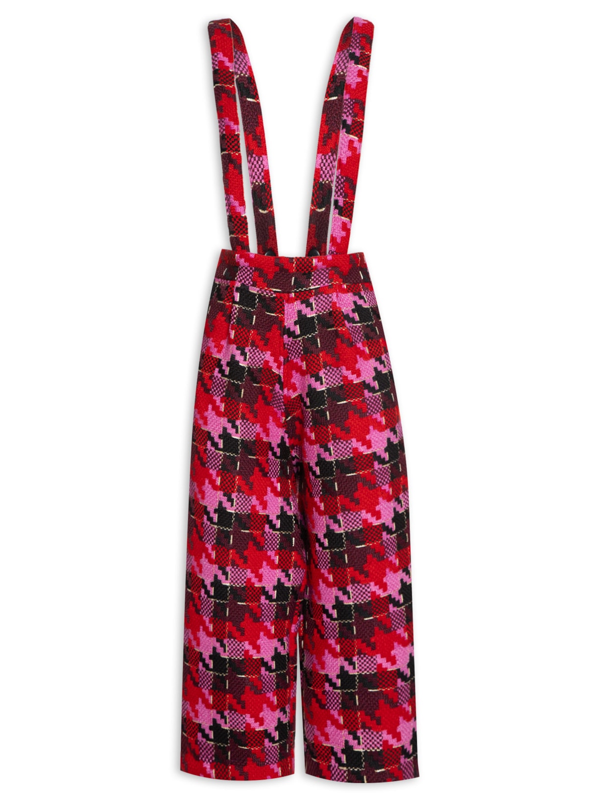 Calça Feminina Tweed Com Alças Removíveis - Vermelho