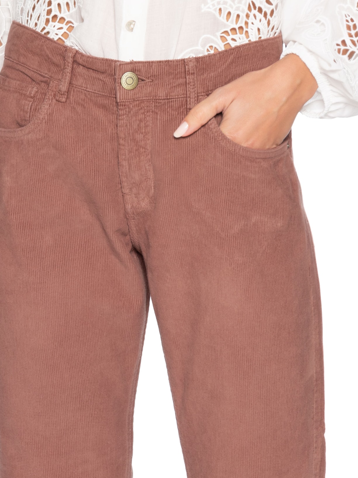 Calça Feminina Veludo Cotelê Relaxed Rosa Maria Filó