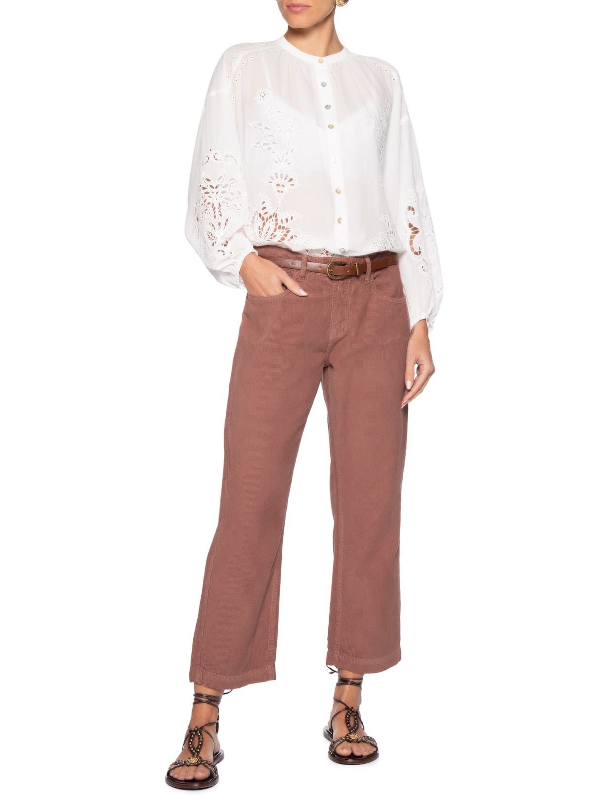 Calça Feminina Veludo Cotelê Relaxed – Rosa Maria Filó