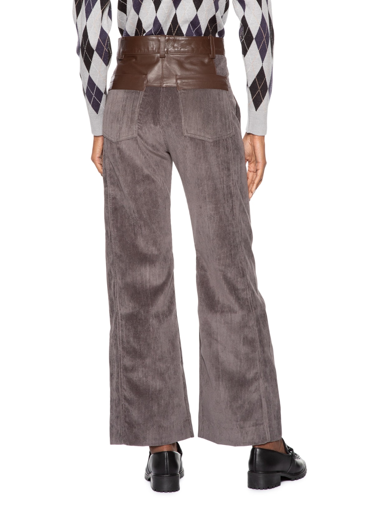 Calça Feminina Veludo Larja Cinza Andrea Bogosian