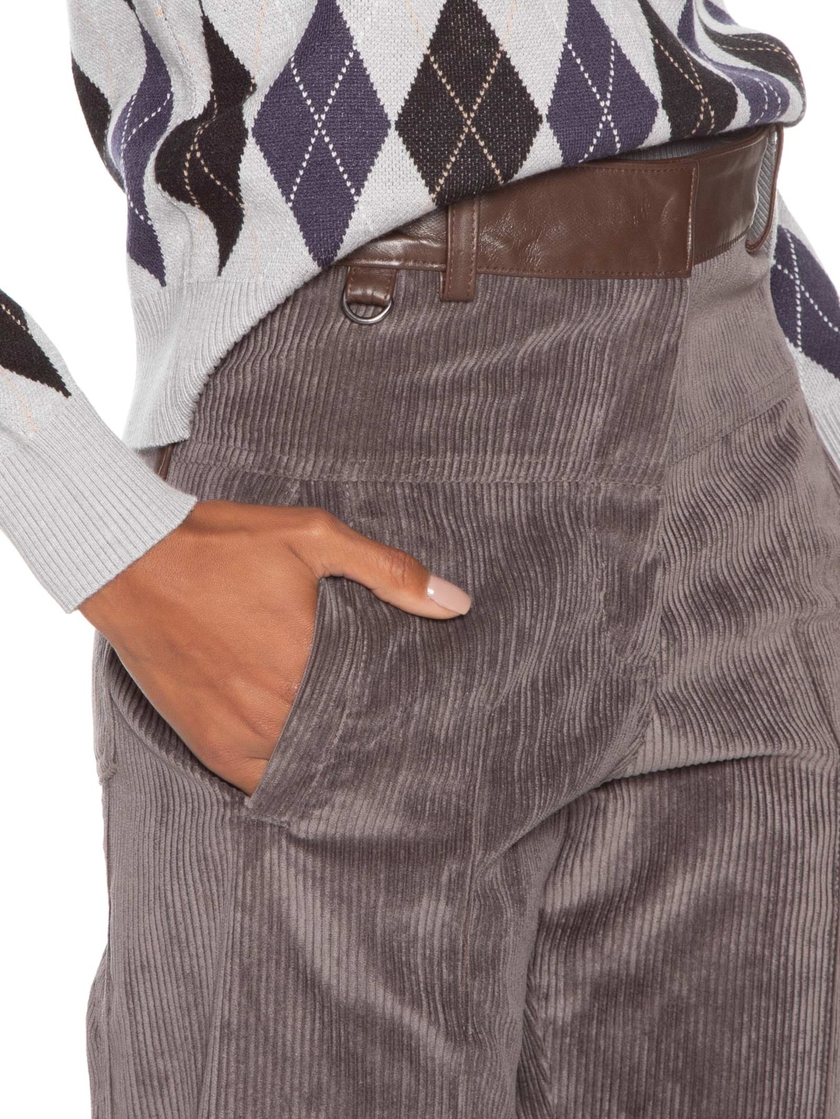 Calça Feminina Veludo Larja Cinza Andrea Bogosian