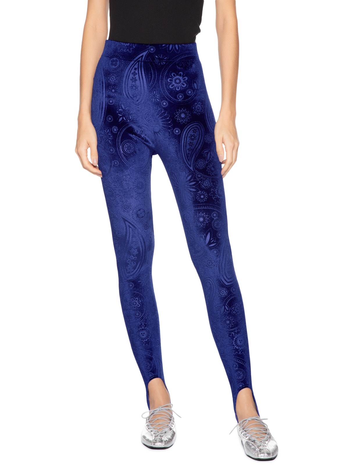 Calça Feminina Veludo Stamp Azul Paula Raia