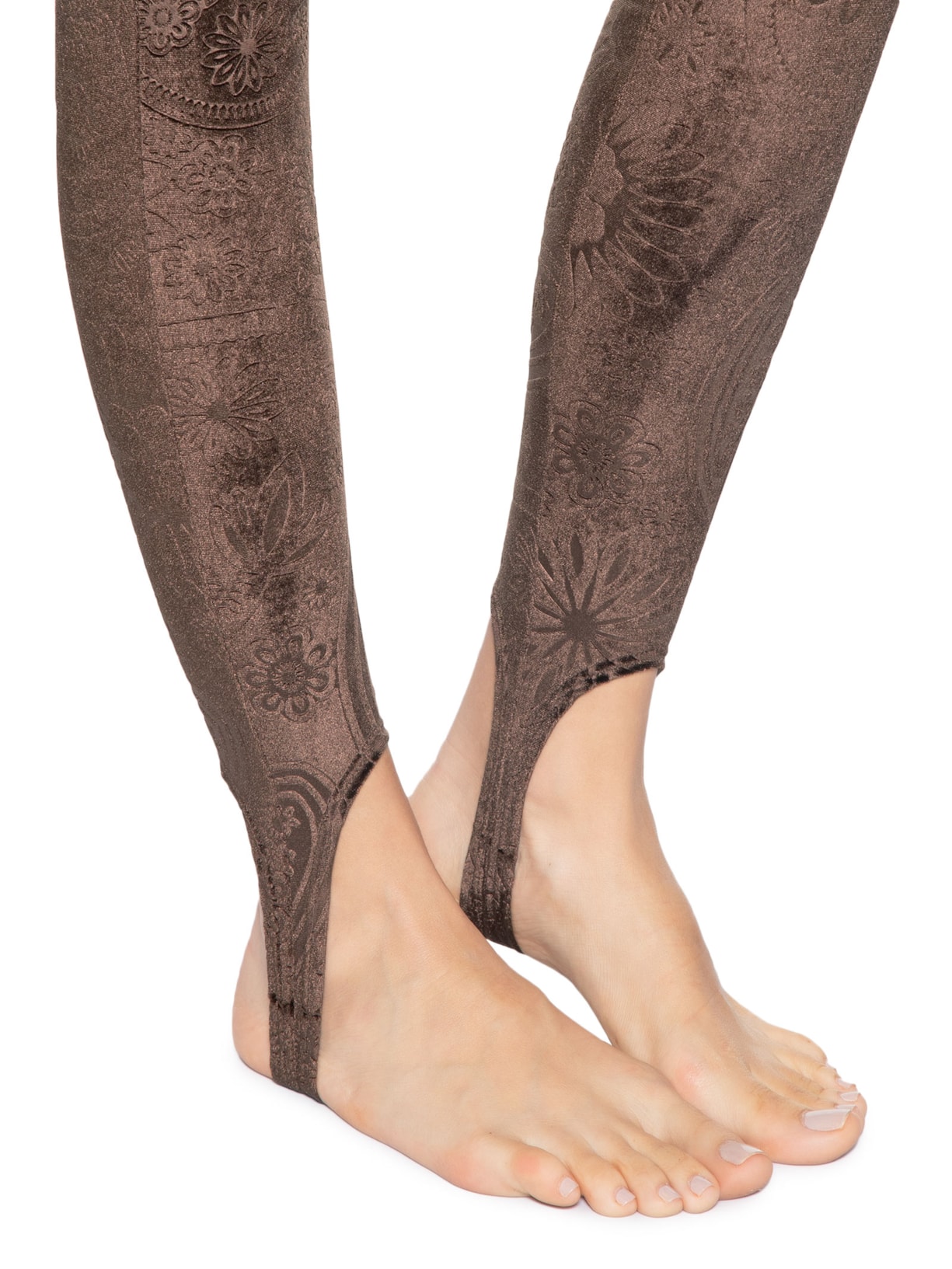 Calça Feminina Veludo Stamp Marrom Paula Raia