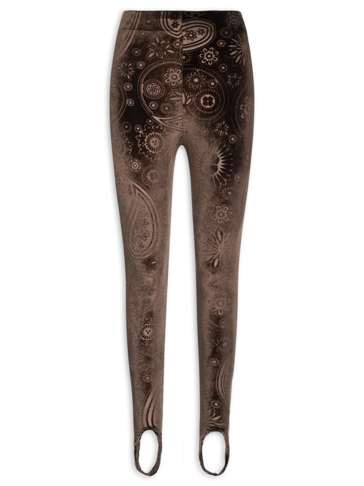 Calça Feminina Veludo Stamp Marrom Paula Raia