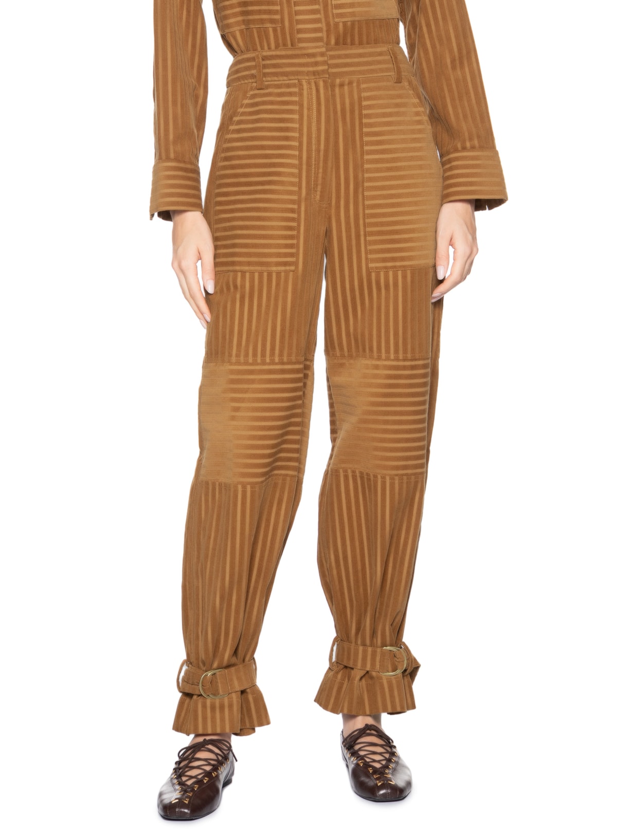 Calça Feminina Veludo Stripe Maisa Marrom Nk