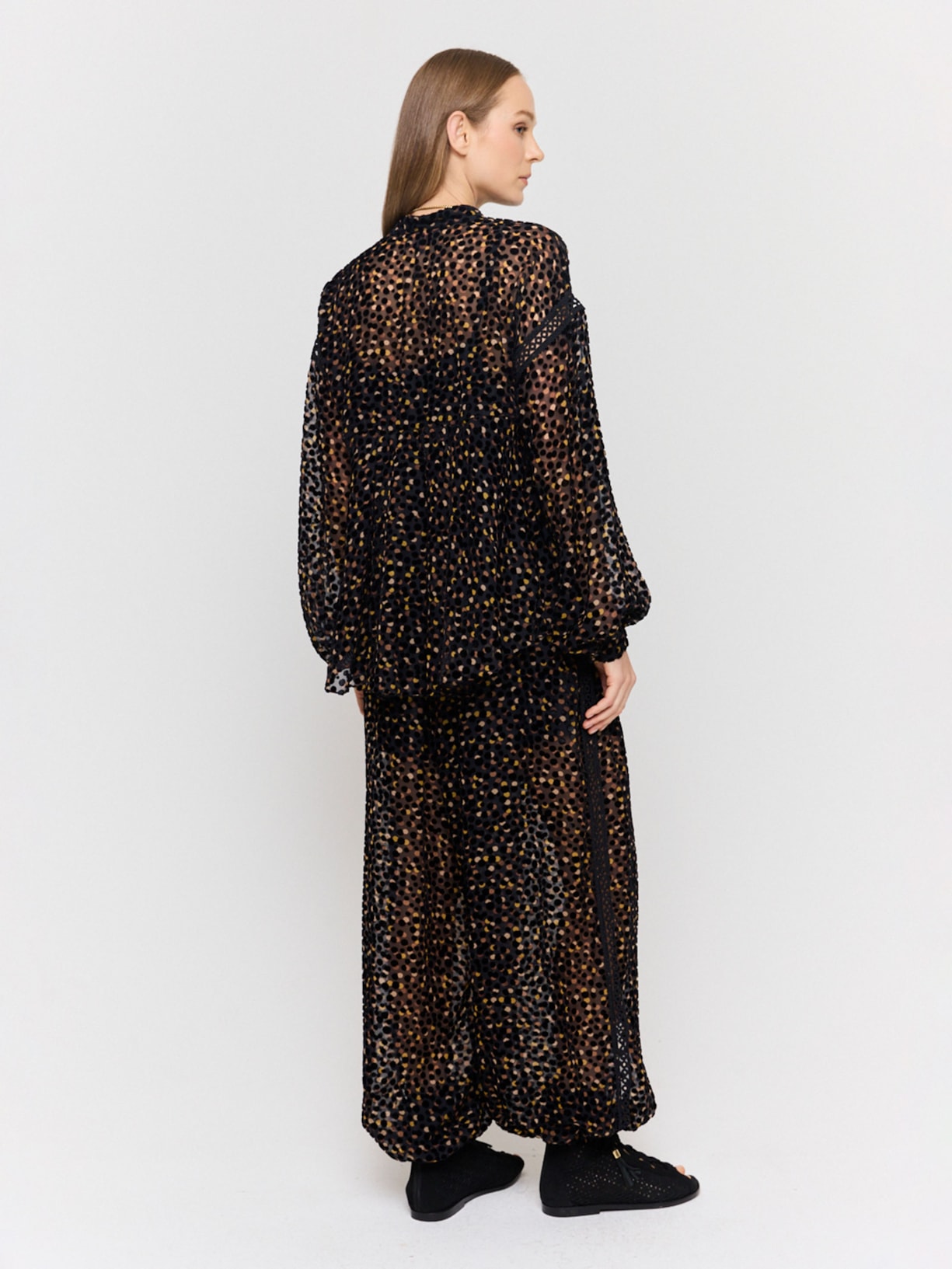 Calça Feminina Velvet Pois I26 Preto Mixed