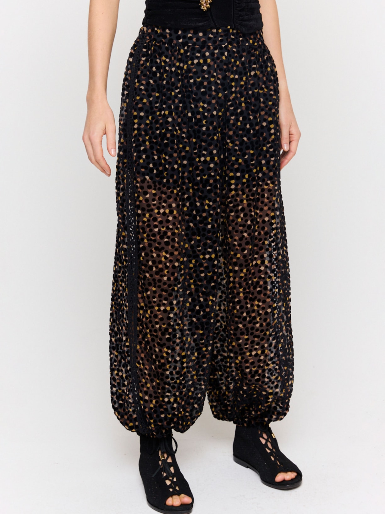 Calça Feminina Velvet Pois I26 Preto Mixed