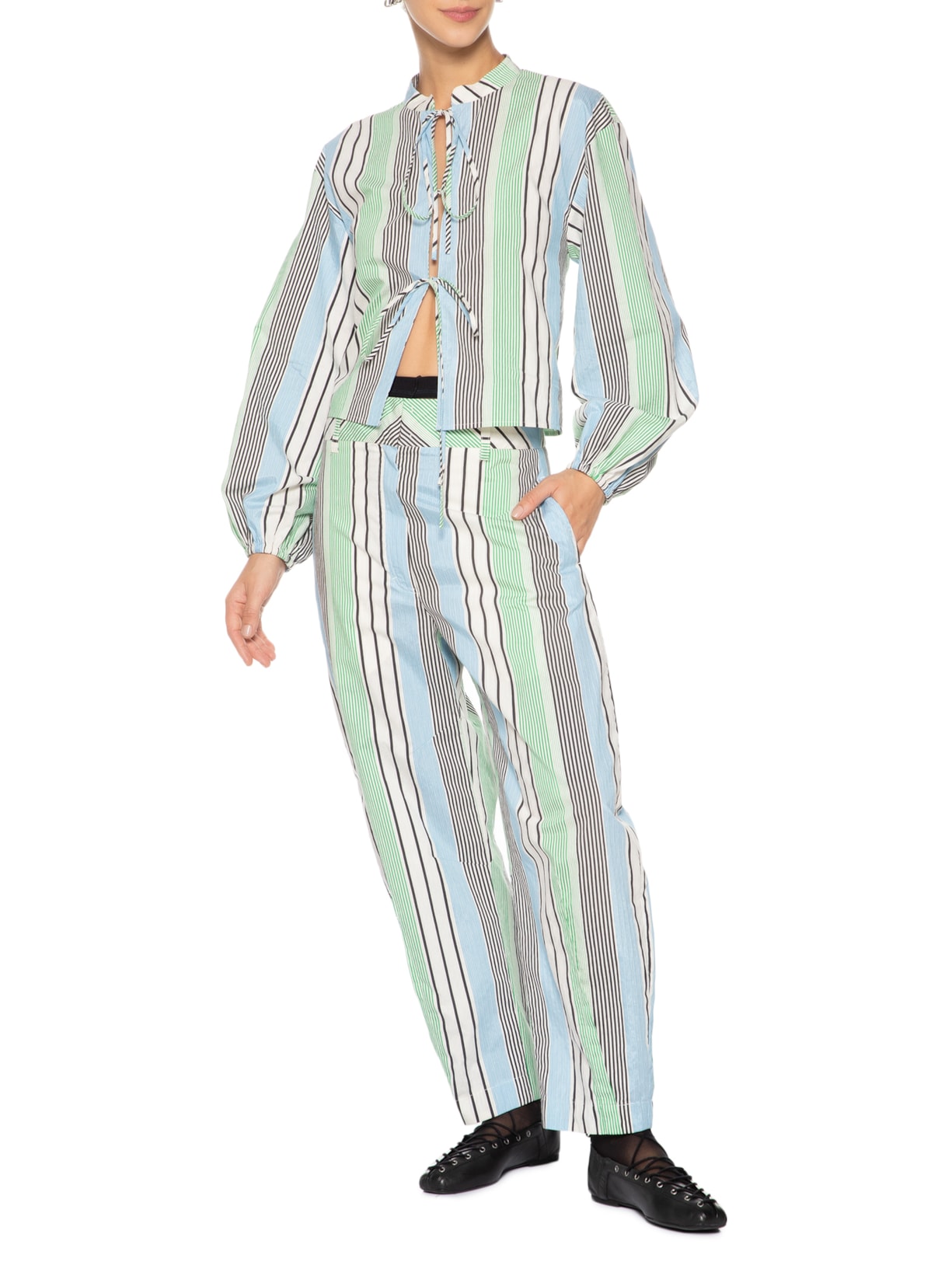 Calça Feminina Vintage Stripes Naomi Verde Nk
