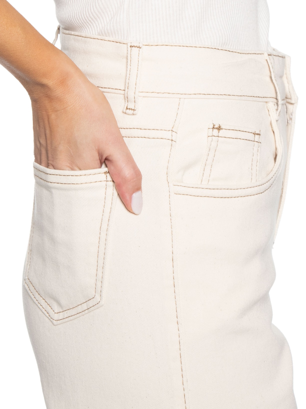 Calça Feminina Wide Leg em Sarja Off White '2Essential