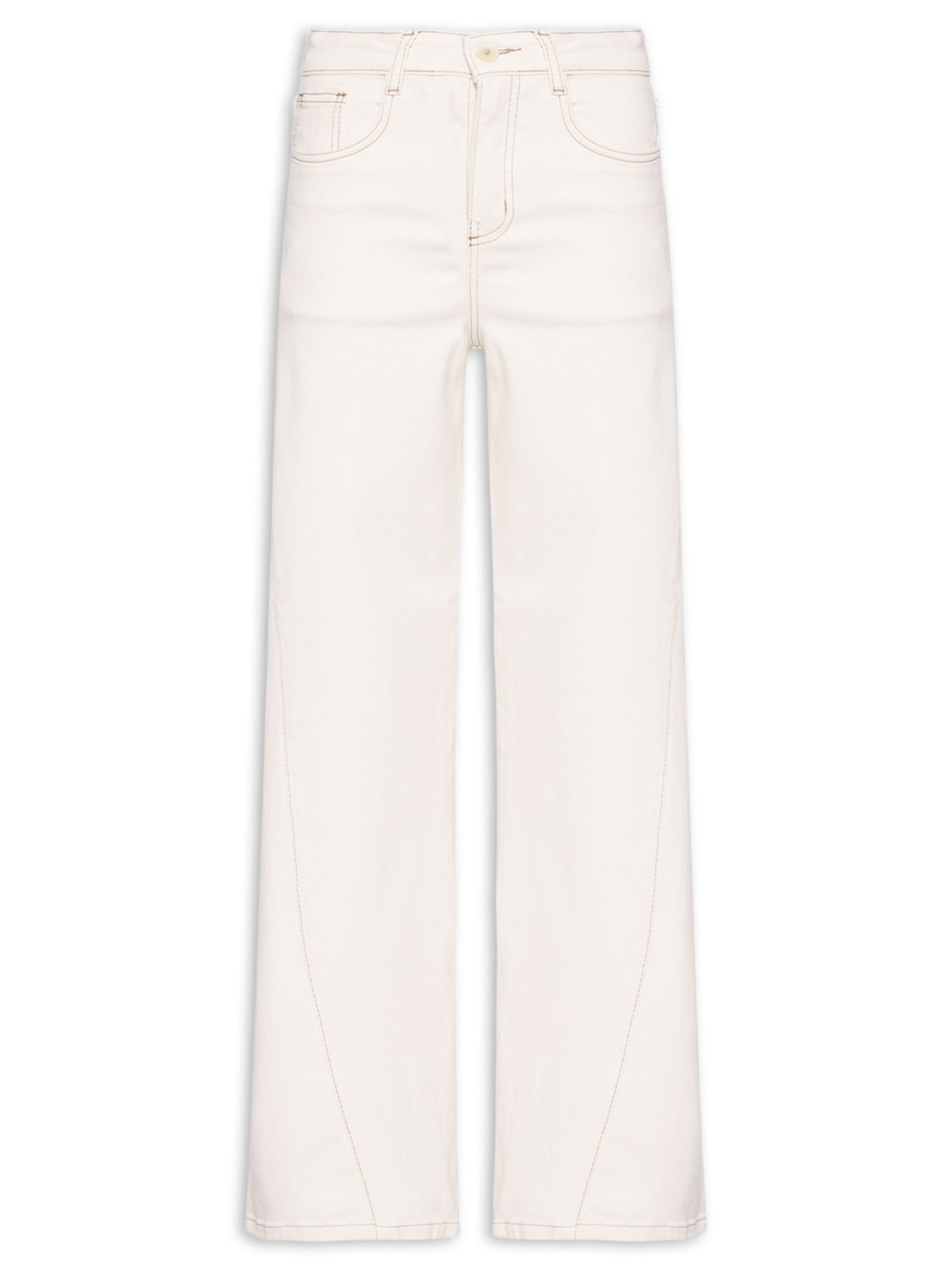 Calça Feminina Wide Leg em Sarja Off White '2Essential