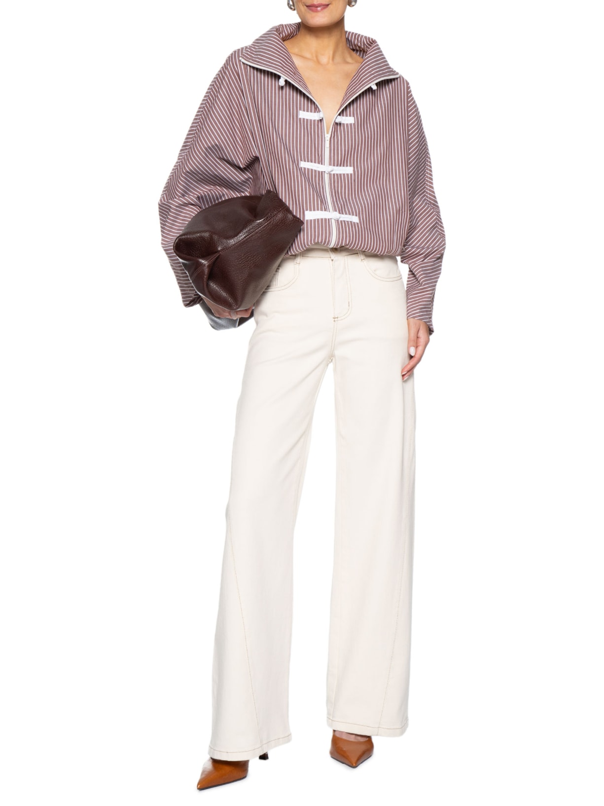 Calça Feminina Wide Leg em Sarja Off White '2Essential