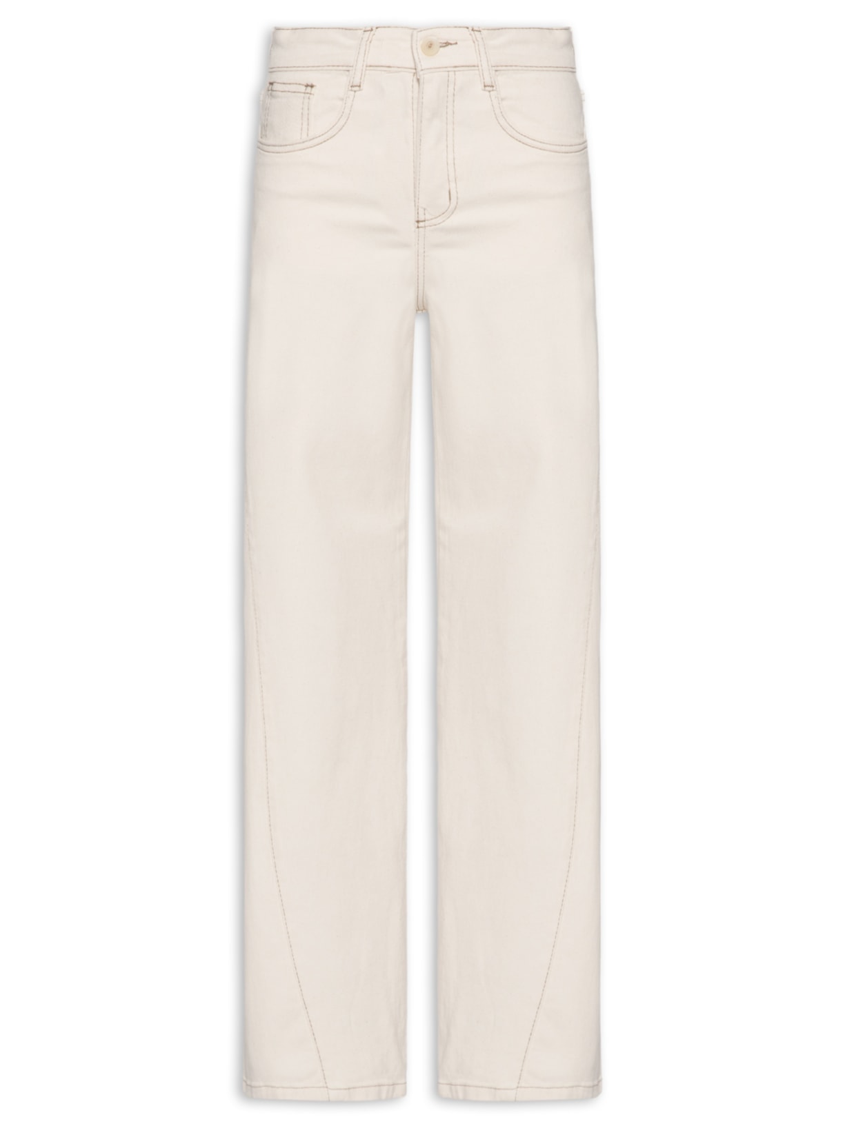 Calça Feminina Wide Leg em Sarja – Off White '2Essential