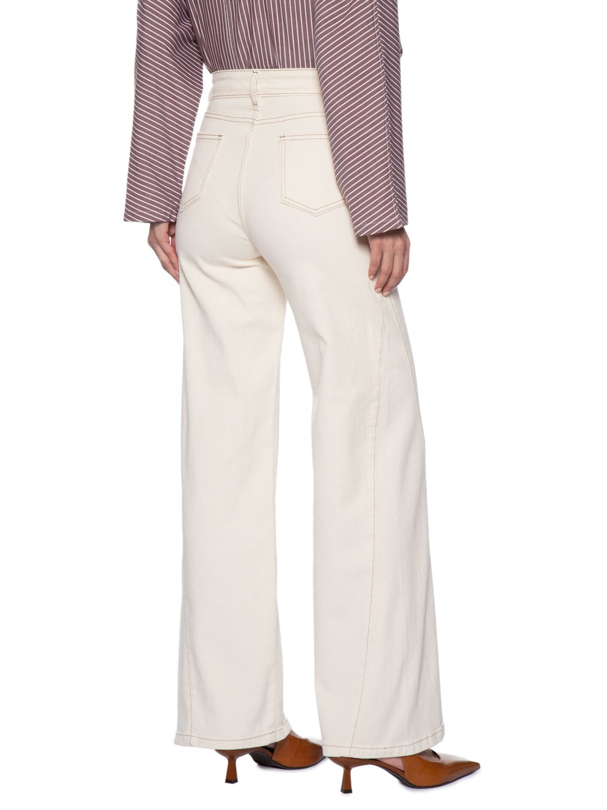 Calça Feminina Wide Leg em Sarja – Off White '2Essential