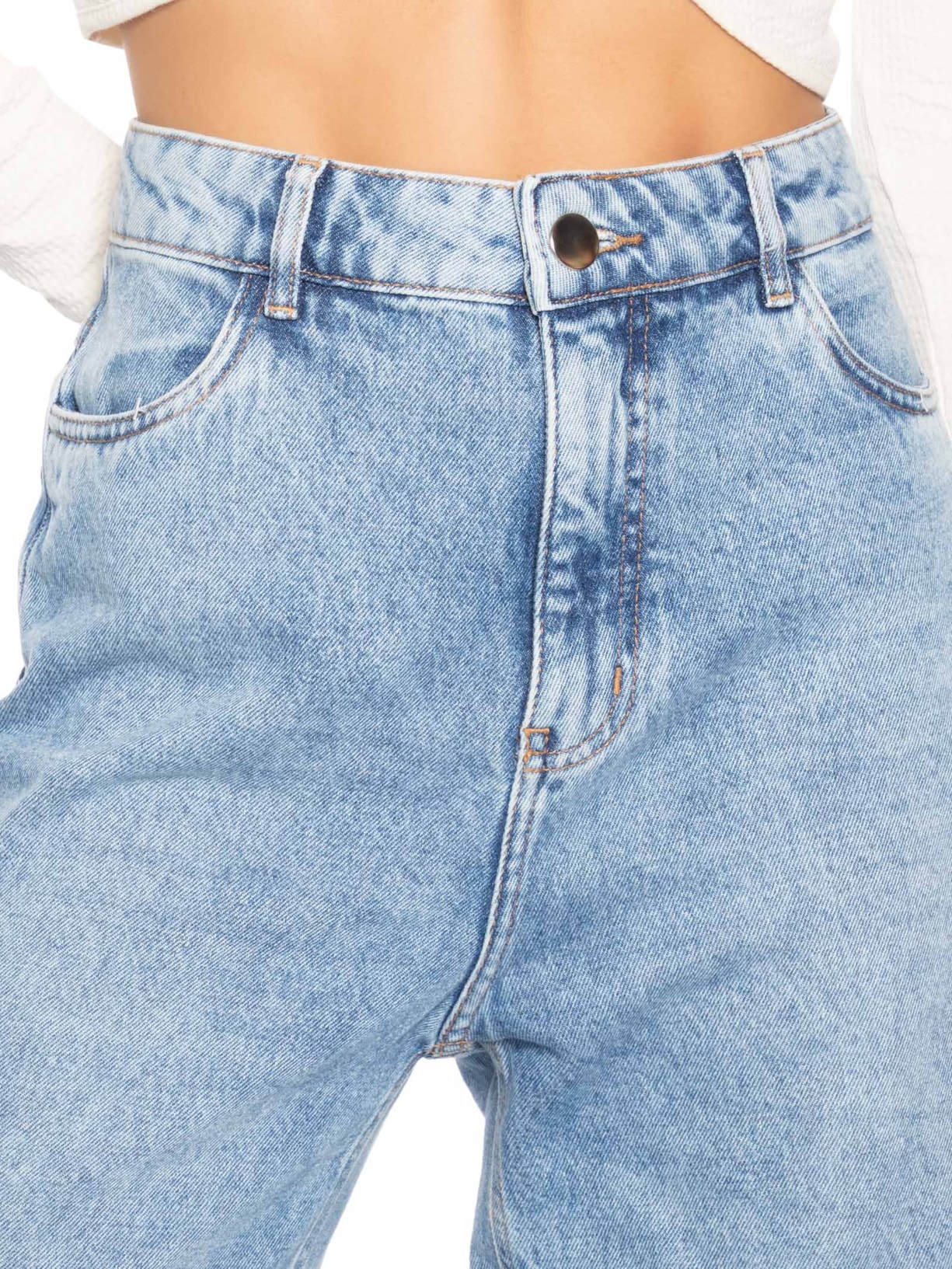 Calça Feminina Wide Leg Jeans Azul Market 33