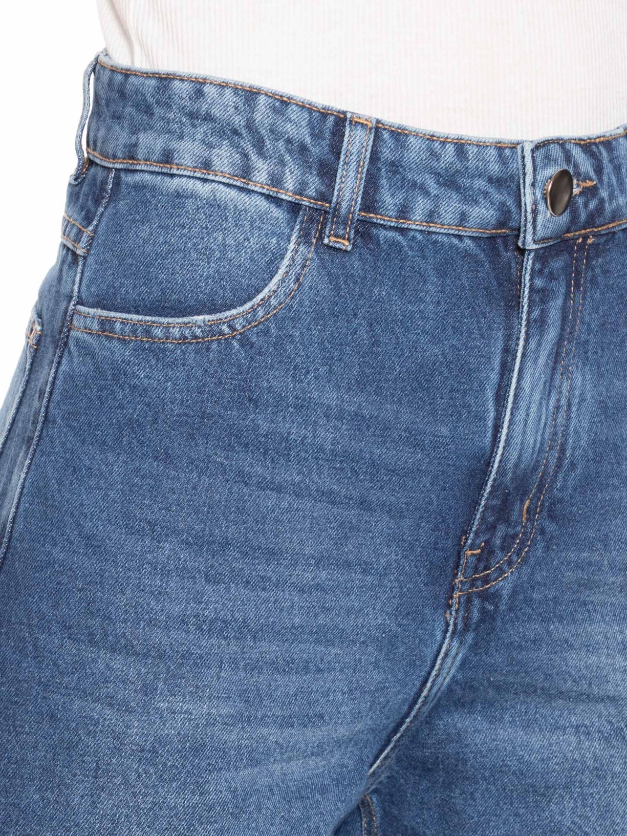 Calça Feminina Wide Leg Jeans Azul Market 33