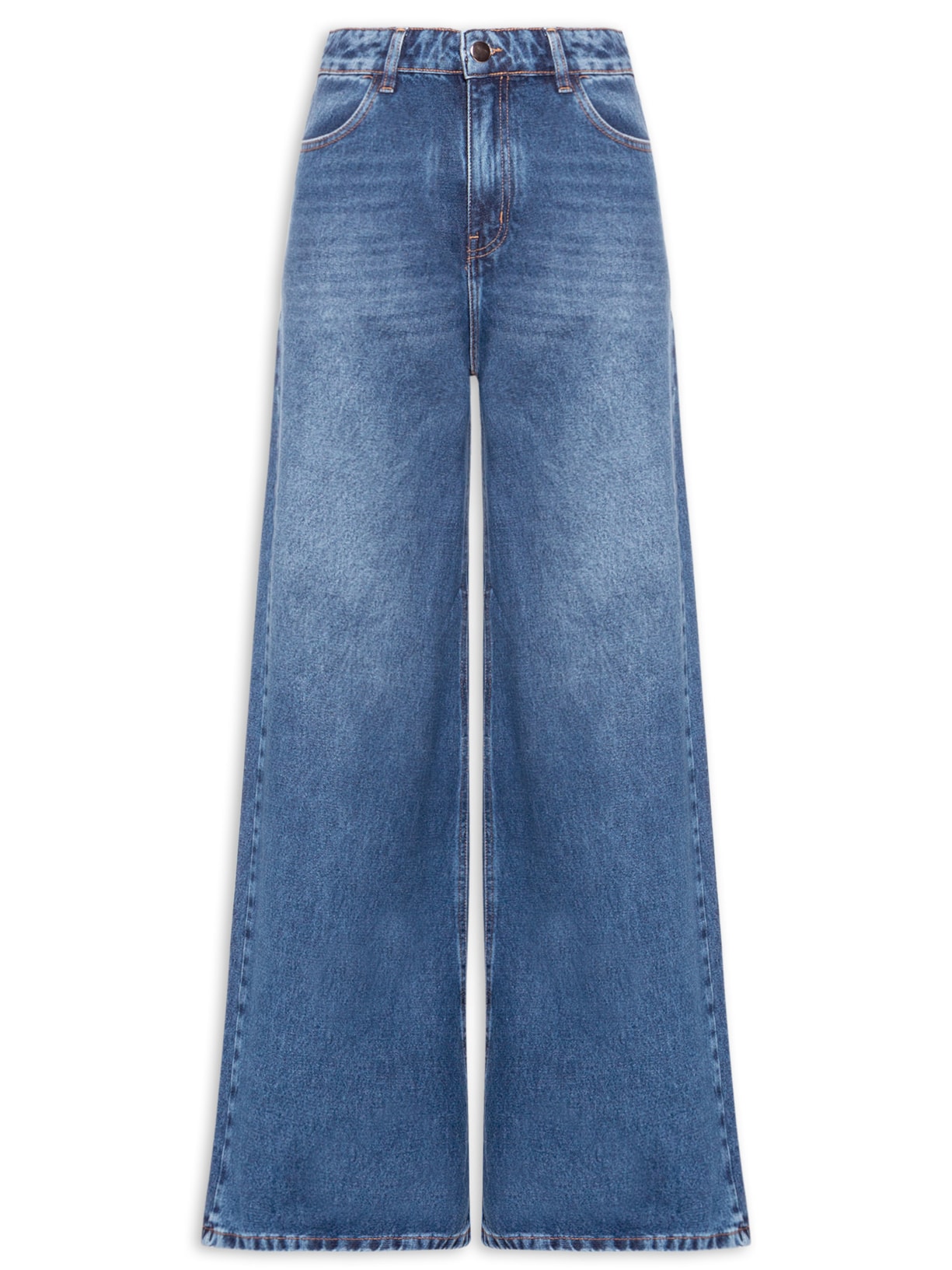 Calça Feminina Wide Leg Jeans Azul Market 33