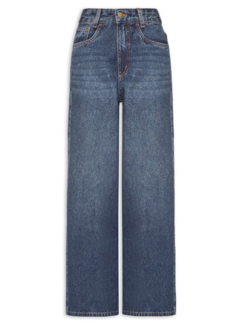 Calça Feminina Wide Leg Jeans - Azul