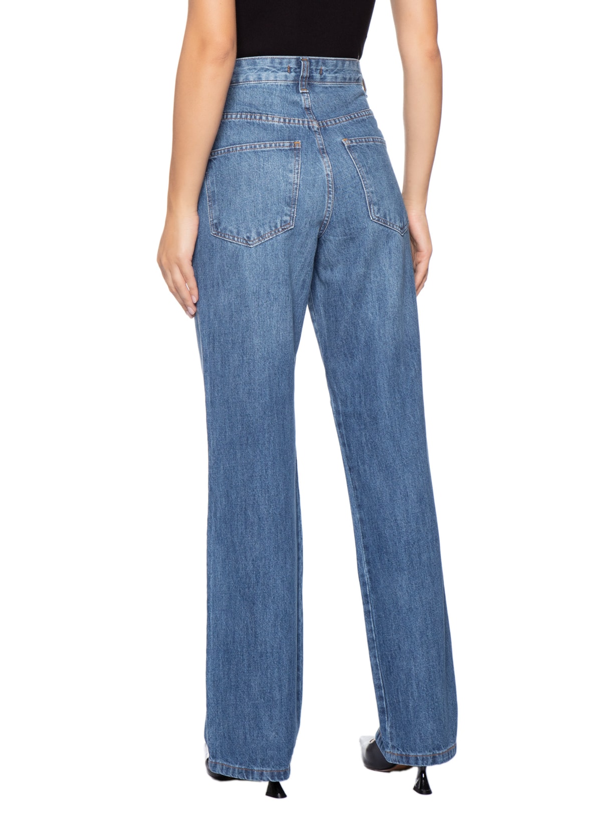 Calça Feminina Wide Leg Jeans Azul '2Essential