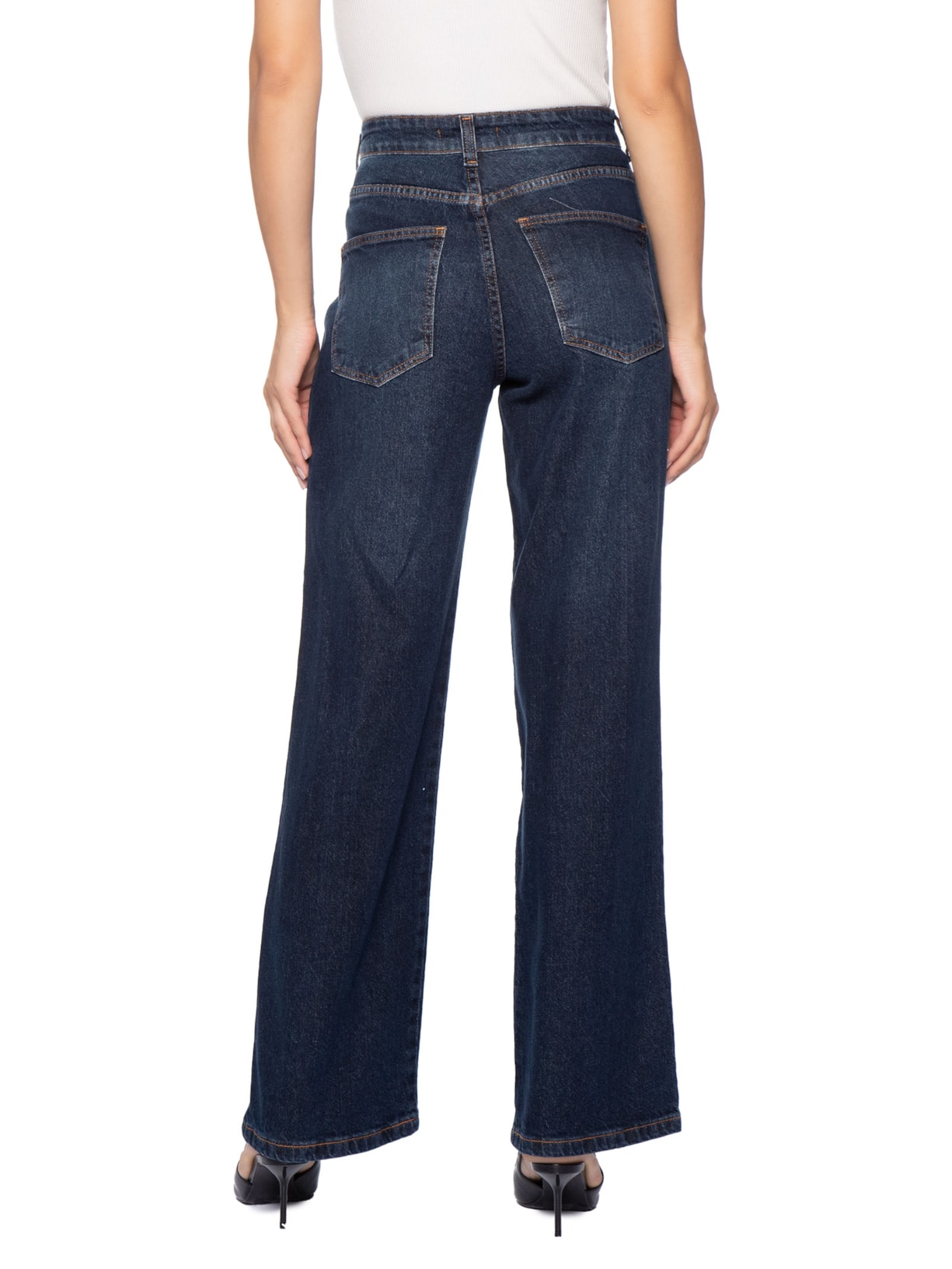 Calça Feminina Wide Leg Jeans Azul '2Essential