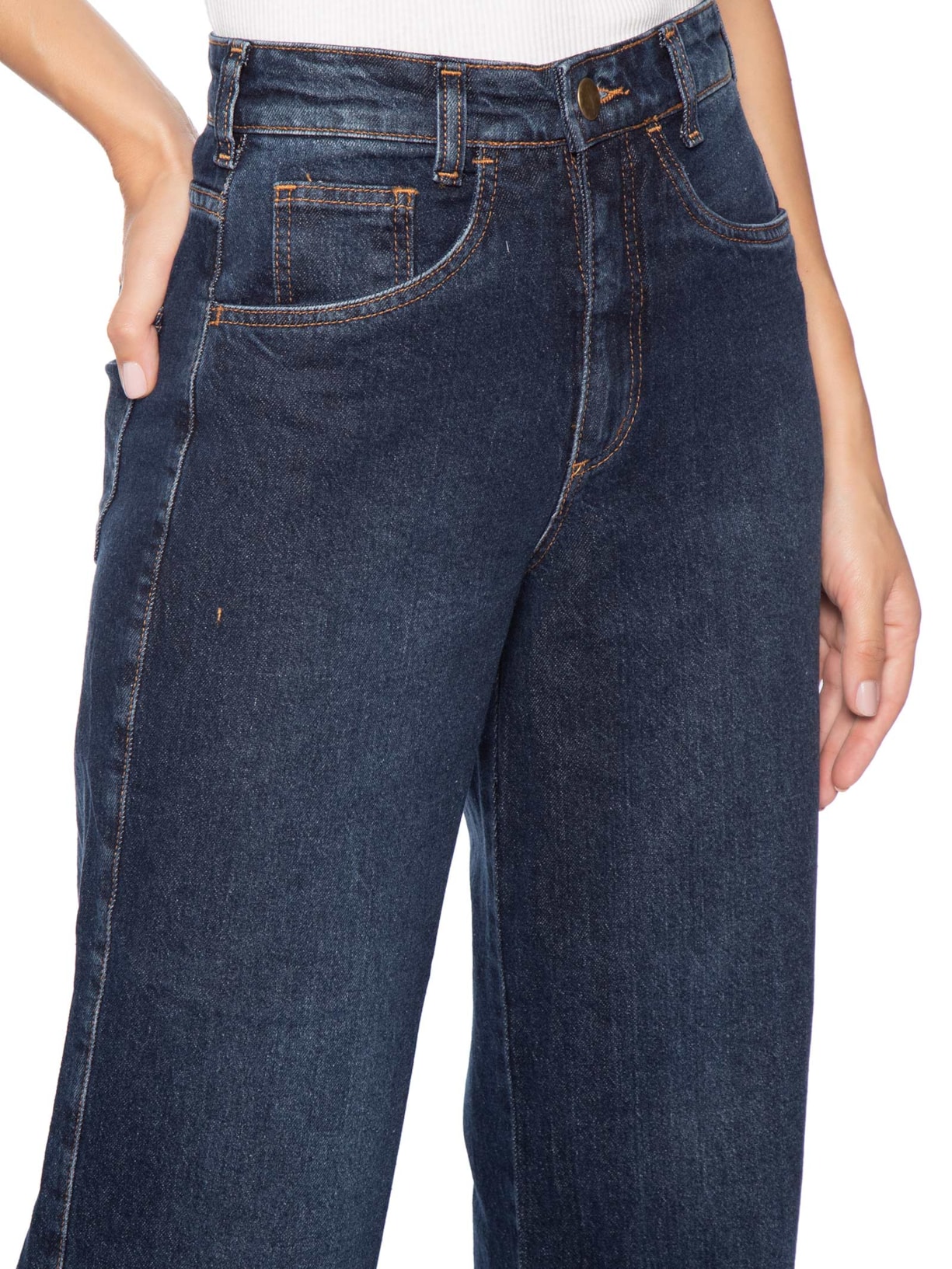 Calça Feminina Wide Leg Jeans Azul '2Essential
