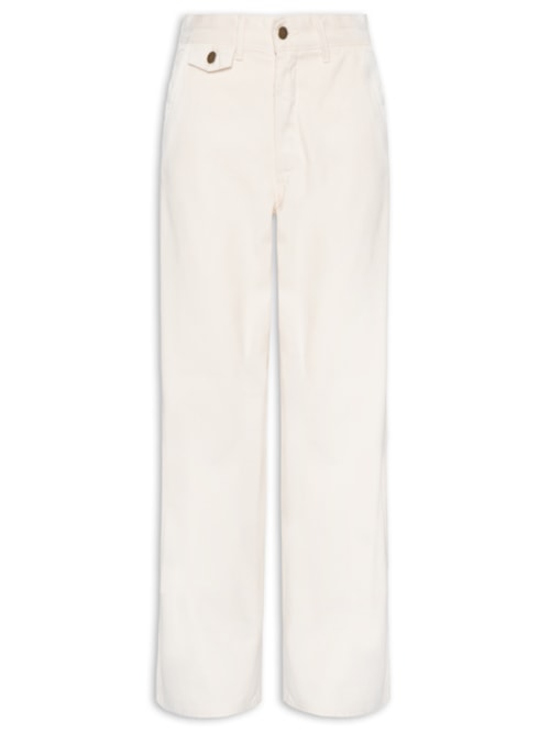 Calça Feminina Wide Leg Jeans - Bege