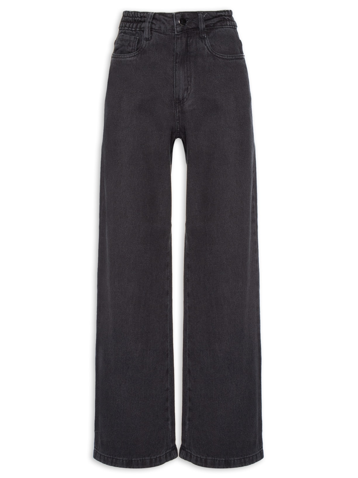 Calça Feminina Wide Leg Jeans Preto Market 33