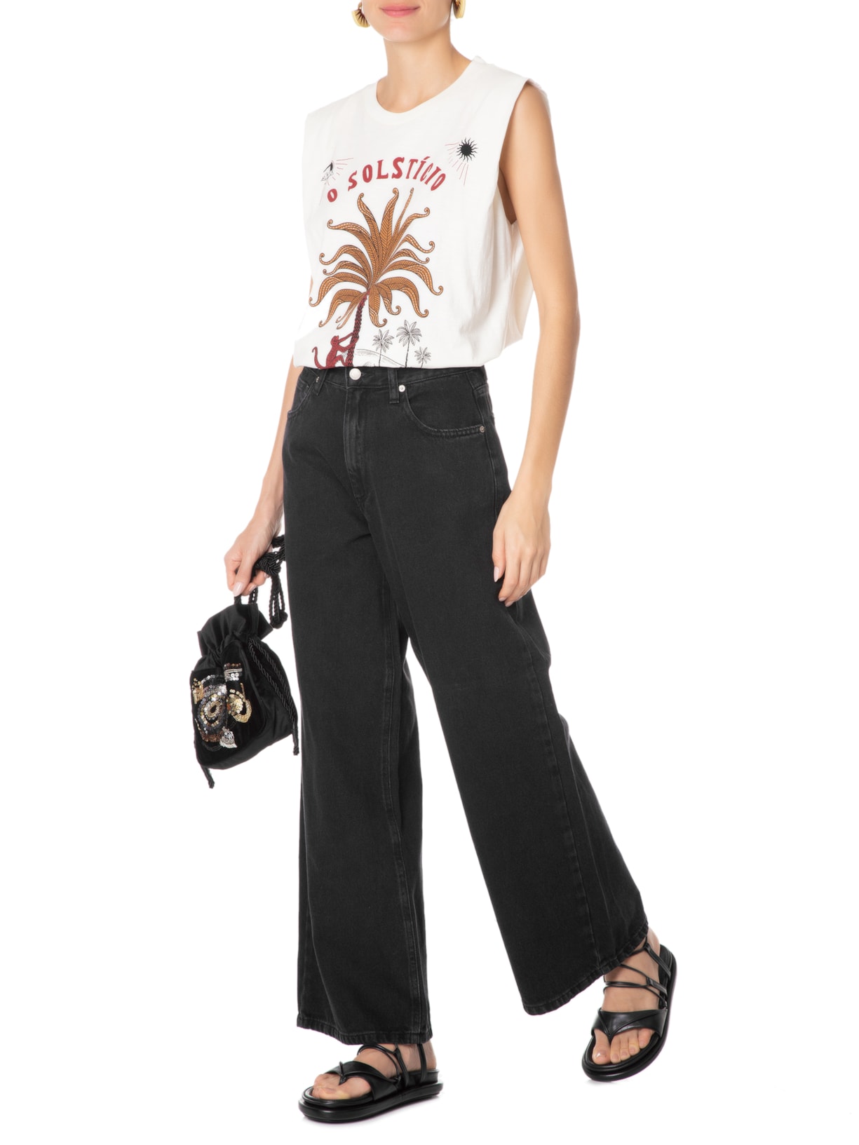 Calça Feminina Wide Leg Preto Farm