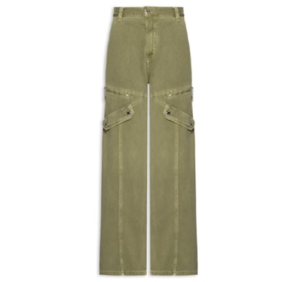 Calça Feminina Wide Leg Zíper E Lapela - Verde