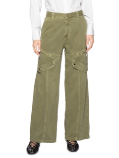 Calça Feminina Wide Leg Zíper E Lapela - Verde by ANIMALE JEANS