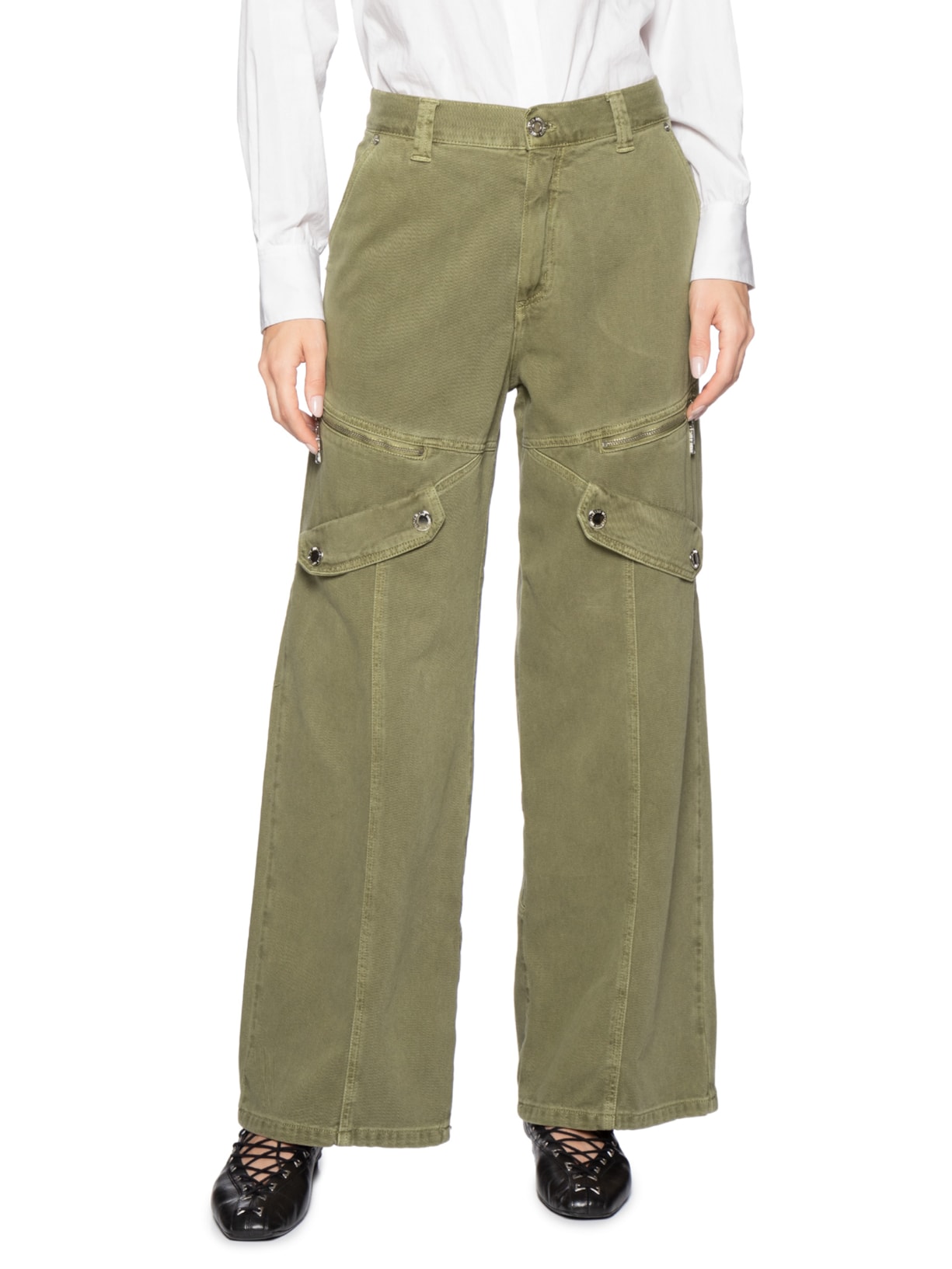 Calça Feminina Wide Leg Zíper E Lapela - Verde by ANIMALE JEANS