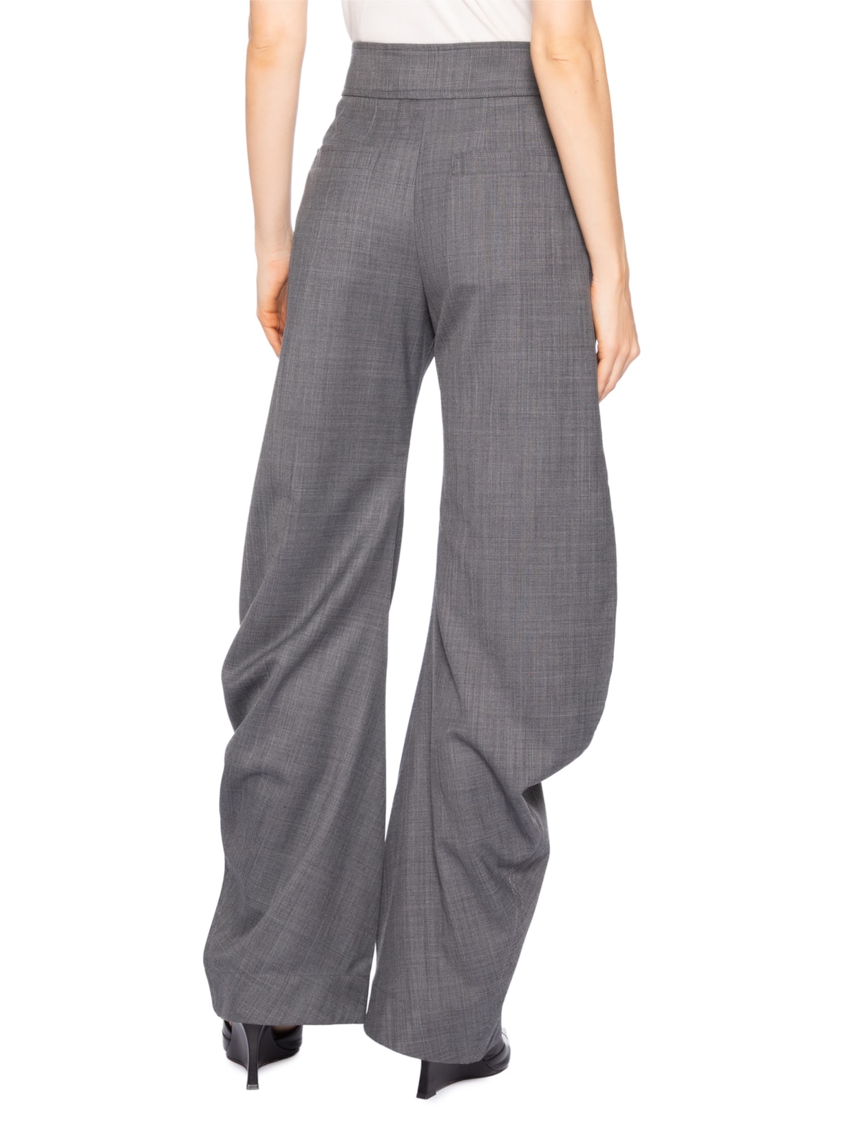 Calça Feminina Wool Melange Suiting LowWaist Twistcurve Cinza Ganni